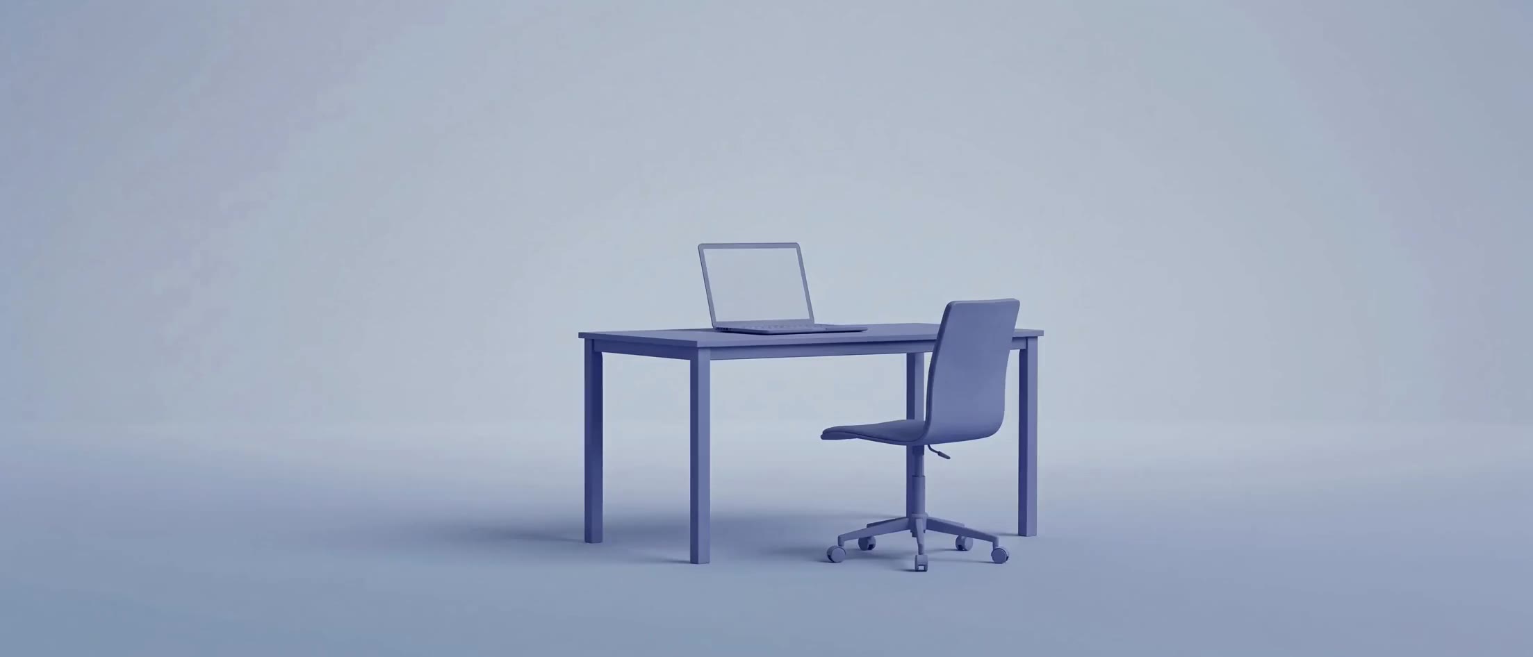 Ein Schreibtisch mit Stuhl und Laptop — Sinnbild für die Betreuung